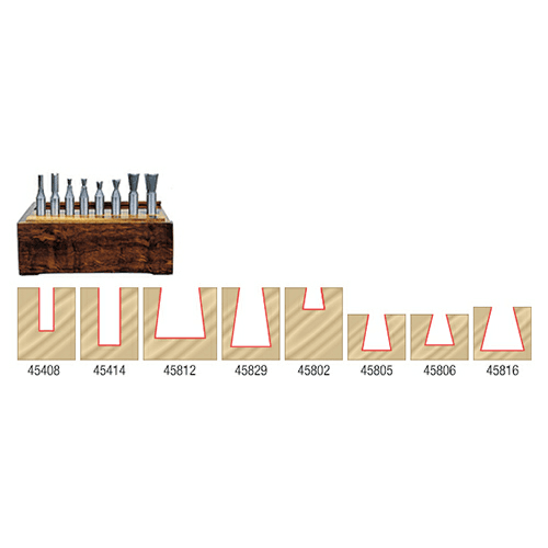 8-Piece Dovetail Bit Set for Incra Jig/Jointech, 1/2" Shank - Alt Image 1