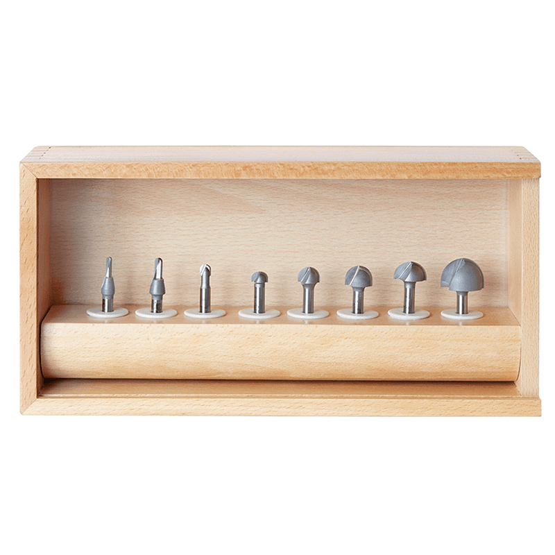 8-Piece Core Box Router Bit Collection, 1/4" Shank - Alt Image 1