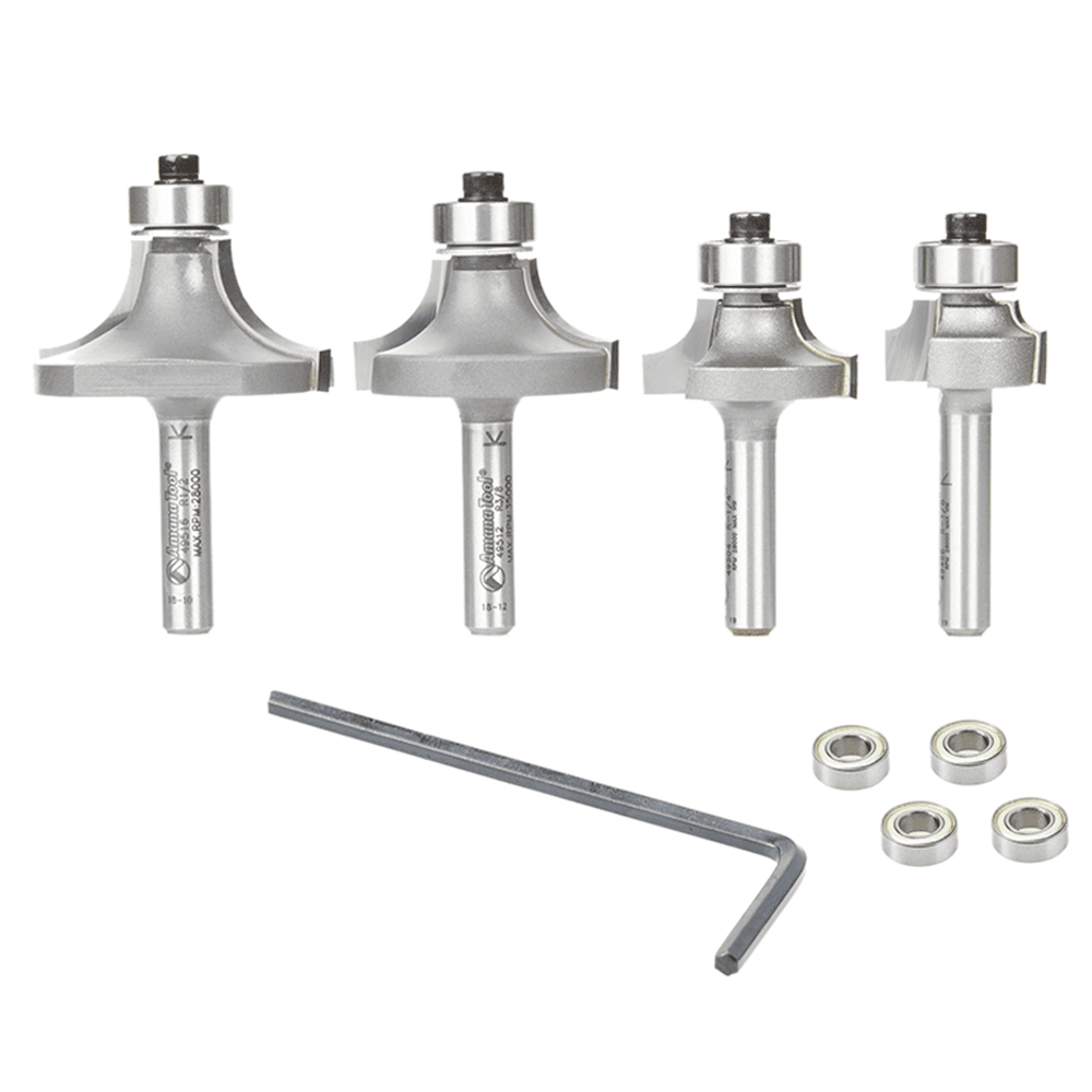 4-Piece Corner Rounding/Beading Router Bit Set, 1/4" Shank - Main Image