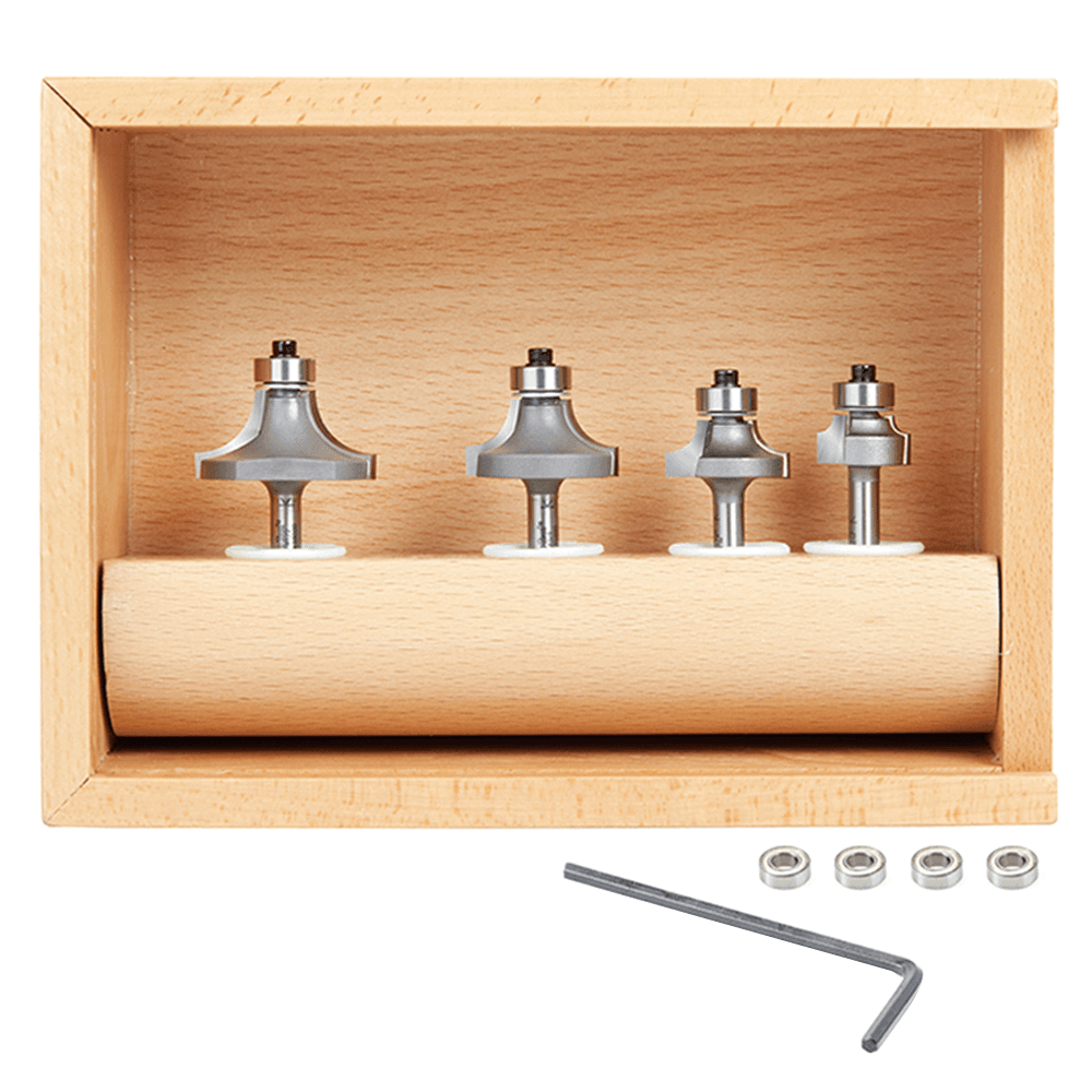 4-Piece Corner Rounding/Beading Router Bit Set, 1/4" Shank - Alt Image 1