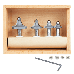 4-Piece Corner Rounding/Beading Router Bit Set, 1/2" Shank - Alt Image 1