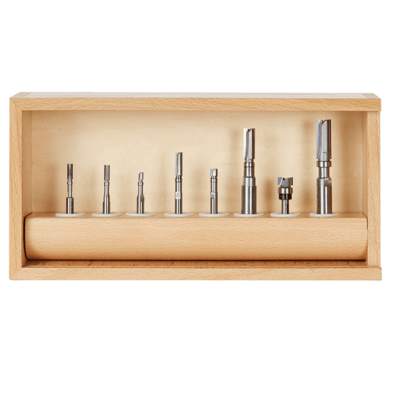 8-Piece Flush Trim Plunge Template Router Bit Collection with Upper Ball Bearing Guide - Alt Image 1