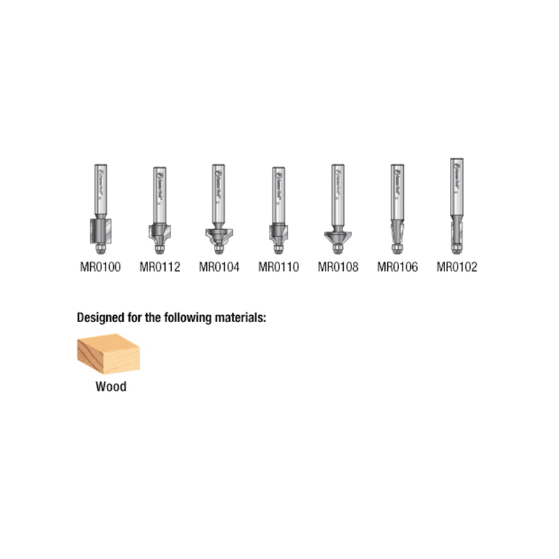 7-Piece Miniature Router Bit Collection Pack, 1/4" Shank - Alt Image 2