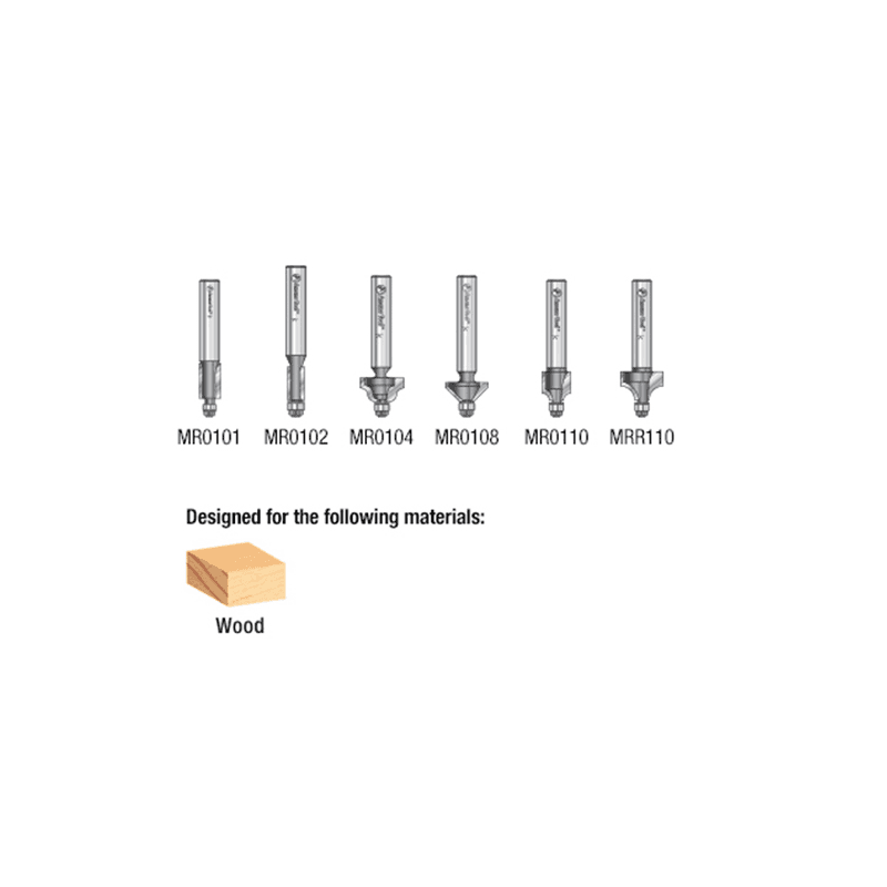 6-Piece Miniature Router Bit Pack, 1/4" Shank - Alt Image 2