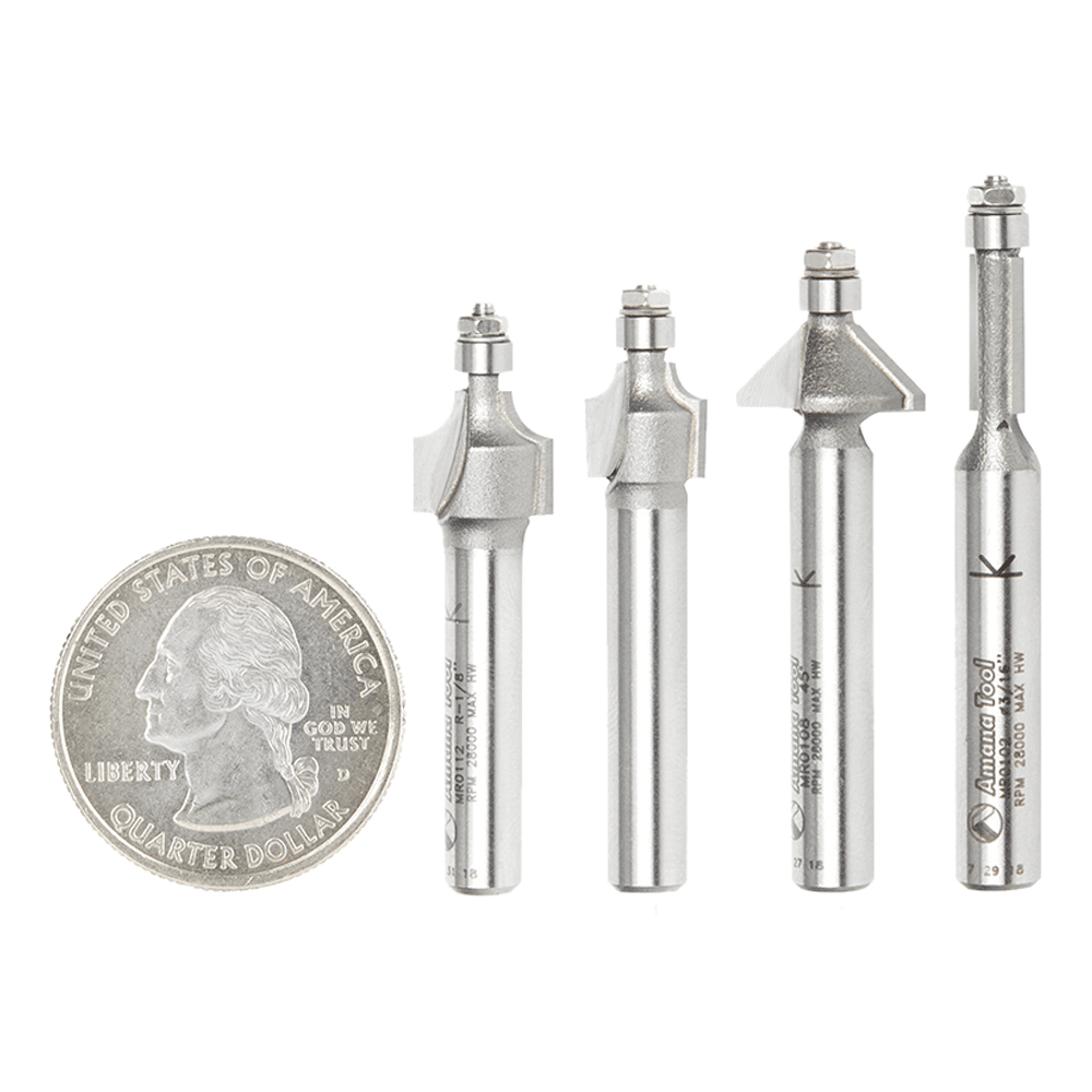 4-Piece Miniature Router Bit Pack, 1/4" Shank - Main Image