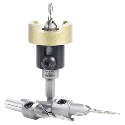 AMS-624 3-Piece Carbide Tipped Countersink with Adjustable Depth Stop/No-Thrust/No-Mar Ball Bearing Set with Quick Release Hex Shank Alt 2 - Image