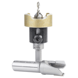 AMS-625 2-Piece Carbide Tipped Countersink with Adjustable Depth Stop/No-Thrust/No-Mar Ball Bearing Set with Quick Release Hex/Round Shank Alt 1 - Image