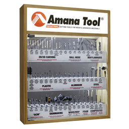 58-Piece Master CNC Router Bit Collection with Mirrored Interior/Solid Wood Display - Main Image