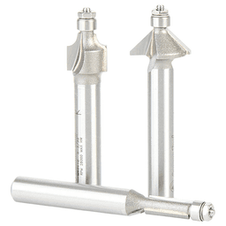 3-Piece Miniature Router Bit Pack with Mini 3/16" Diameter Lower Ball Bearing Alt 1 - Image