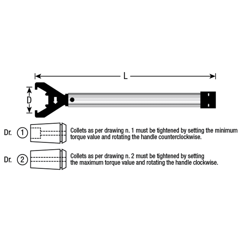 ATW-40 63mm x 17-3/4" Adjustable Torque Wrench for ER40 Collet Alt 1 - Image