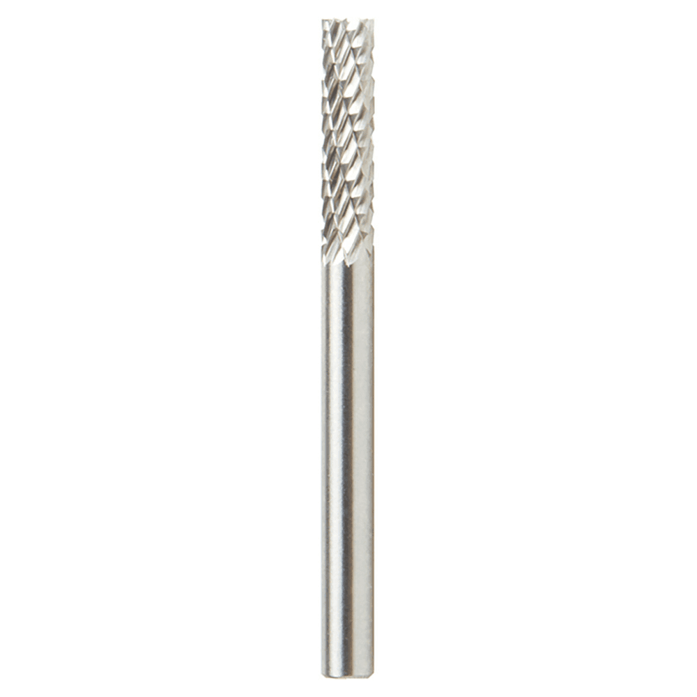 1/8" x 1-1/2" Double Cut Cylindrical Shape Burr Bit with End Cut, 1/8" Shank - Main Image