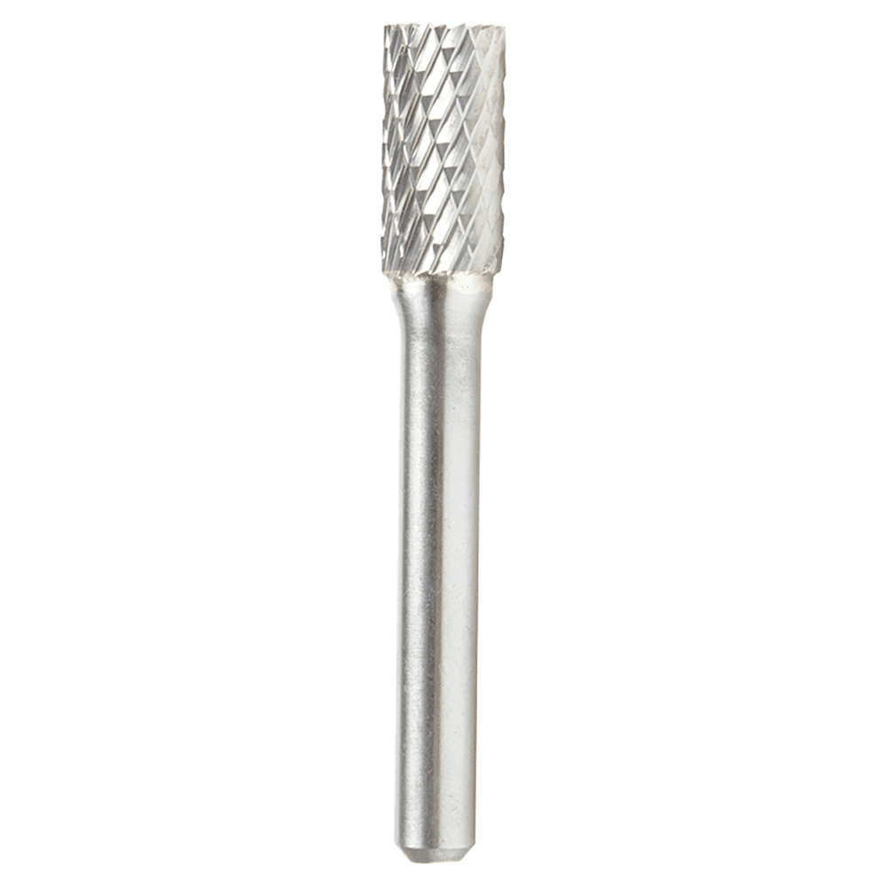 3/8" x 2-1/2" Double Cut Cylindrical Shape Burr Bit with End Cut, 1/4" Shank - Main Image