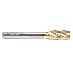 3/8" x 2-1/2" ZrN Coated Non-Ferrous Cylindrical Shape Burr Bit with End Cut, 1/4" Shank - Alt Image 1