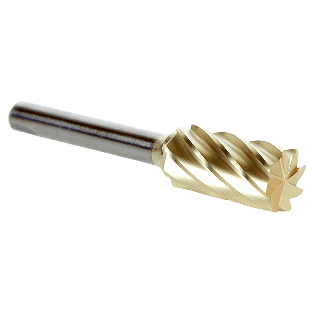 1/2" x 2-3/4" ZrN Coated Non-Ferrous Cylindrical Shape Burr Bit with End Cut, 1/4" Shank - Alt Image 2