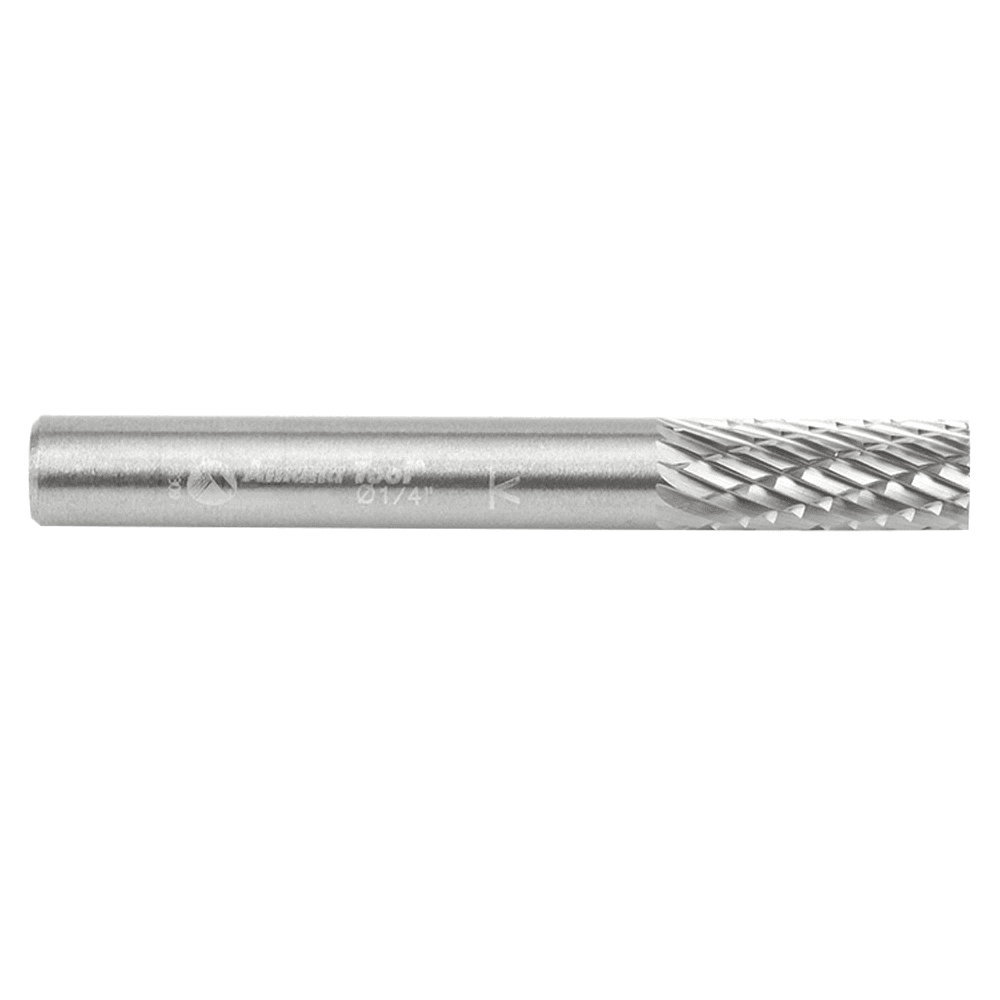 1/4" x 2" Double Cut Cylindrical Shape Burr Bit, 1/4" Shank - Alt Image 1