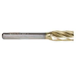 3/8" x 2-1/2" ZrN Coated Non-Ferrous Cylindrical Shape Burr Bit, 1/4" Shank - Alt Image 1