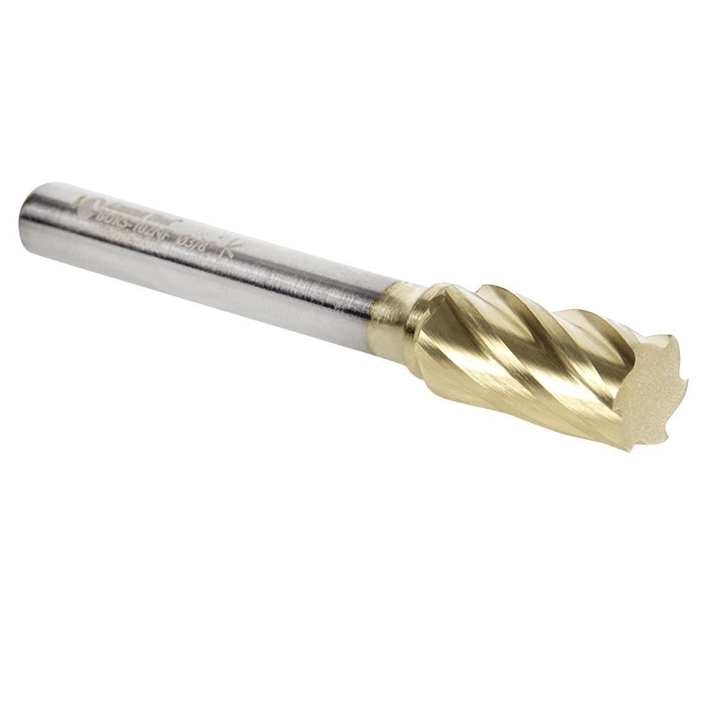 3/8" x 2-1/2" ZrN Coated Non-Ferrous Cylindrical Shape Burr Bit, 1/4" Shank - Alt Image 2