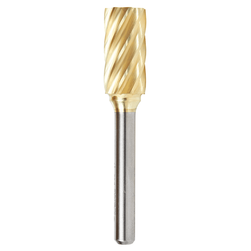 1/2" x 2-3/4" ZrN Coated Non-Ferrous Cylindrical Shape Burr Bit, 1/4" Shank - Main Image