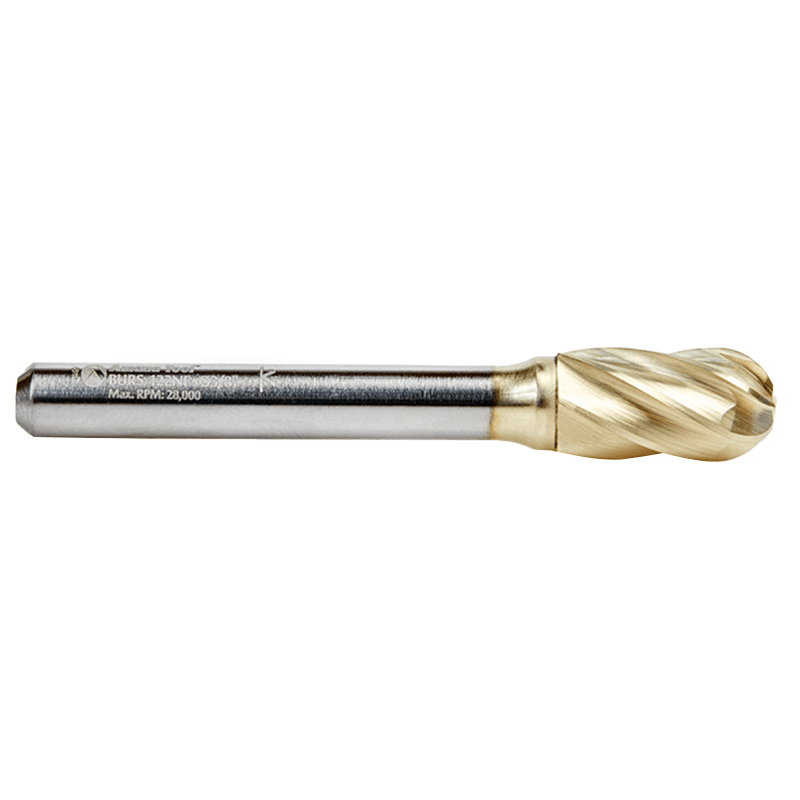 3/8" x 2-1/2" Cylinder Shape ZrN Coated Non-Ferrous Burr Bit, 1/4" Shank - Alt Image 1