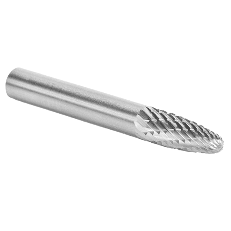 1/4" x 2" Tree Shape Double Cut Burr Bit, 1/4" Shank - Alt Image 2