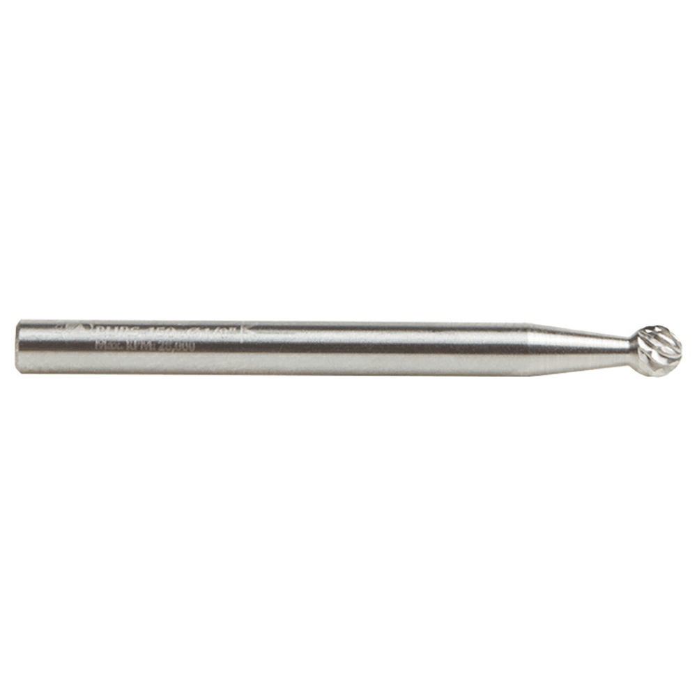 1/8" x 1-1/2" Ball Shape Double Cut Burr Bit, 1/8" Shank - Alt Image 1