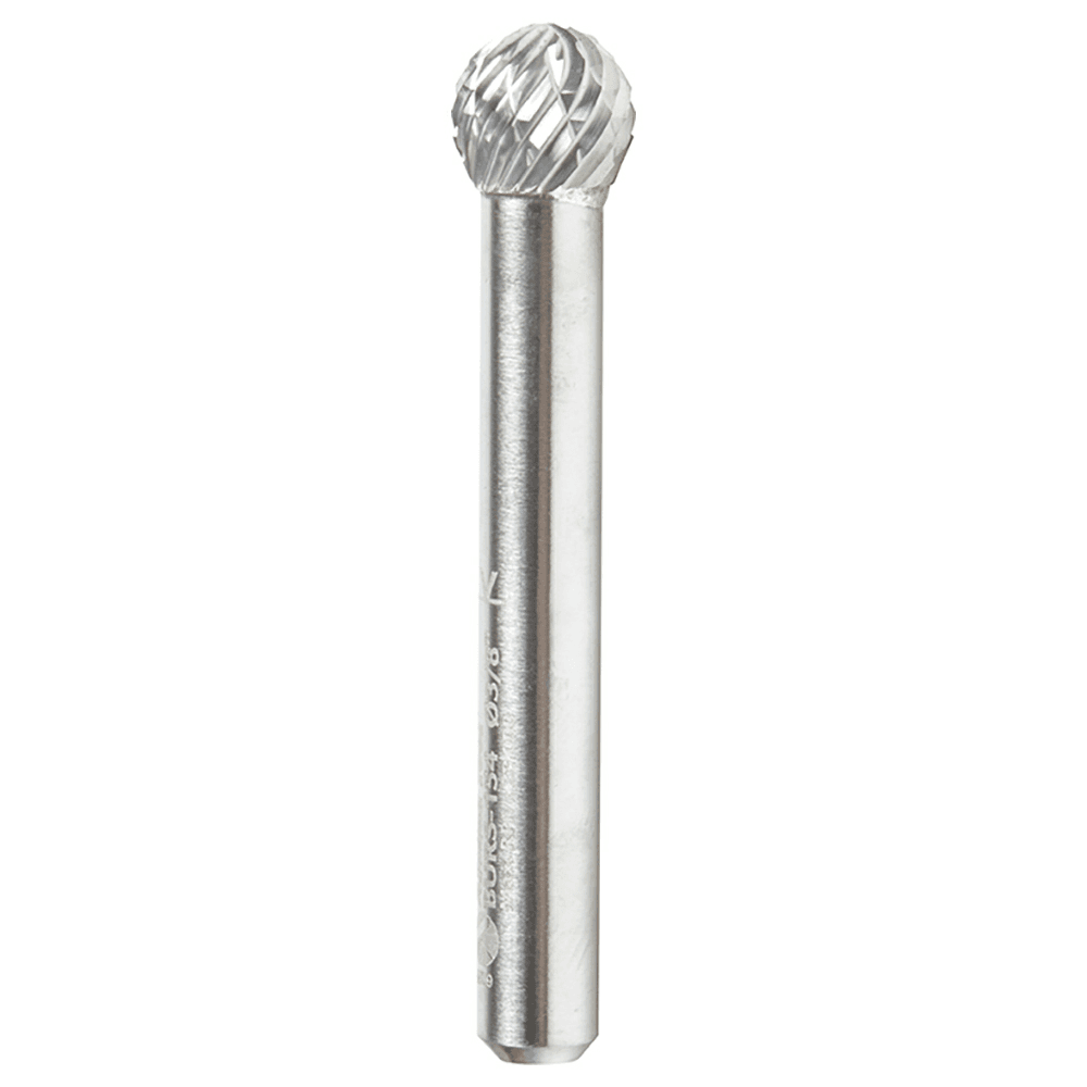 3/8" x 2-1/8" Ball Shape Double Cut Burr Bit, 1/4" Shank - Main Image