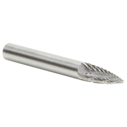 1/4" x 2" Pointed Tree Shape Double Cut Burr Bit, 1/4" Shank - Alt Image 1