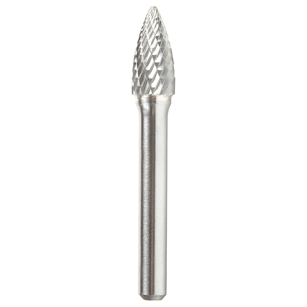 3/8" x 2-1/2" Pointed Tree Shape Double Cut Burr Bit, 1/4" Shank - Main Image