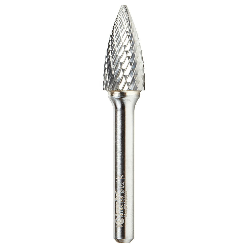 1/2" x 2-3/4" Pointed Tree Shape Double Cut Burr Bit, 1/4" Shank - Main Image