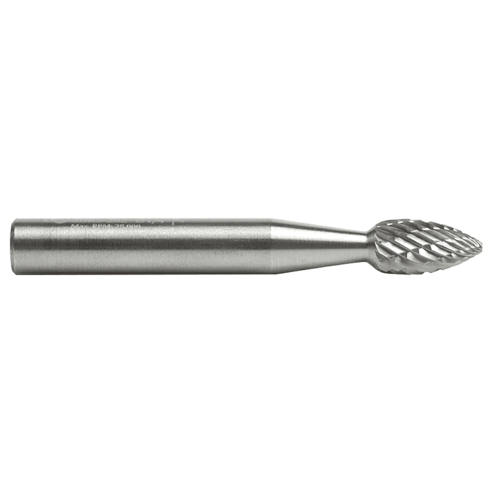 1/4" x 2" Flame Shape Double Cut Burr Bit, 1/4" Shank - Alt Image 1