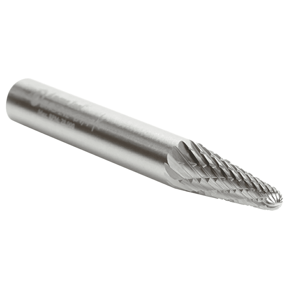 1/4" x 2" Cone Shape Double Cut Burr Bit, 1/4" Shank - Alt Image 2