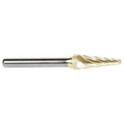 3/8" x 2-13/16" Cone Shape ZrN Coated Non-Ferrous Burr Bit, 1/4" Shank - Alt Image 1