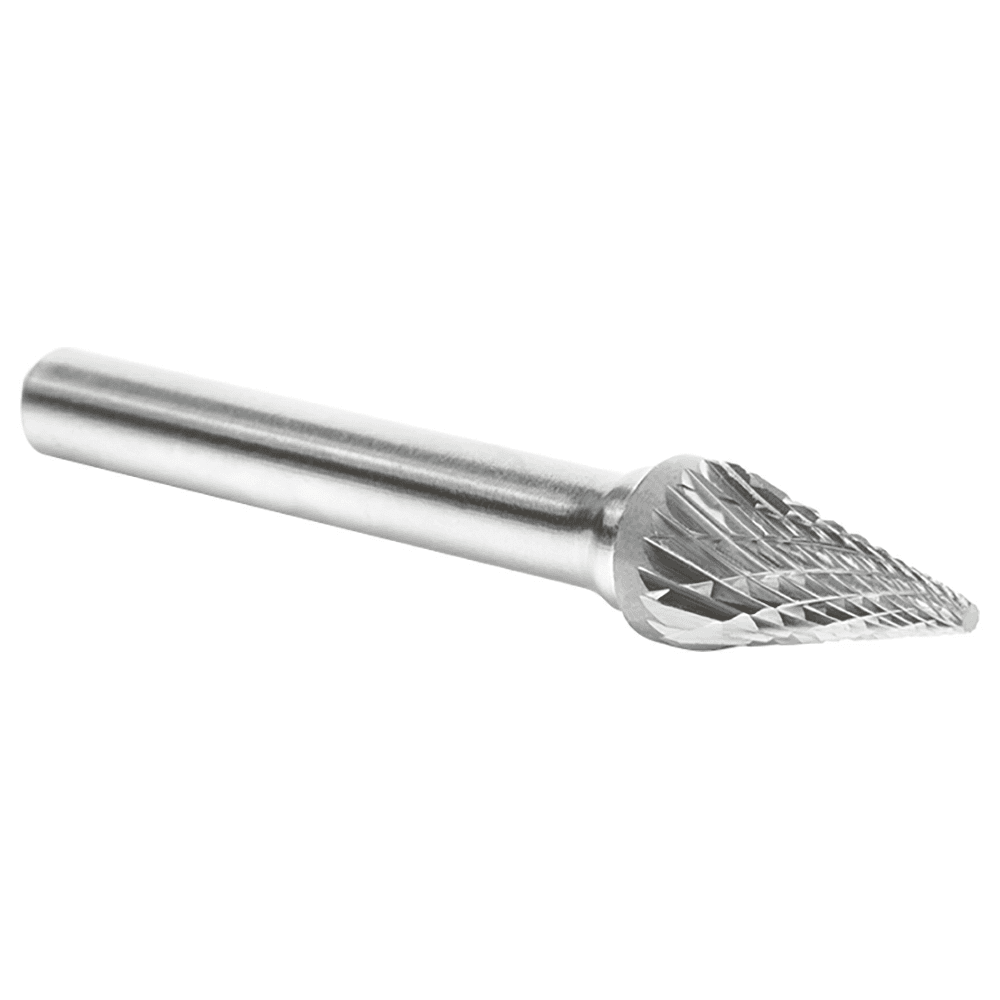 3/8" x 2-1/2" Pointed Cone Shape Double Cut Burr Bit, 1/4" Shank - Alt Image 2