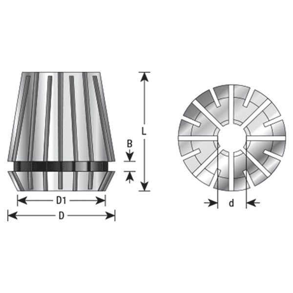 11-12mm x 46mm CO-216 11-12mm CNC High Precision Spring Collet for ER40 Tool Holder Main - Image
