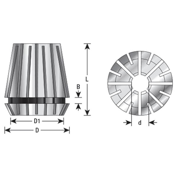 3/4" x 46mm CO-254 3/4 Dia CNC High Precision Spring Collet for ER40 Tool Holder Main - Image