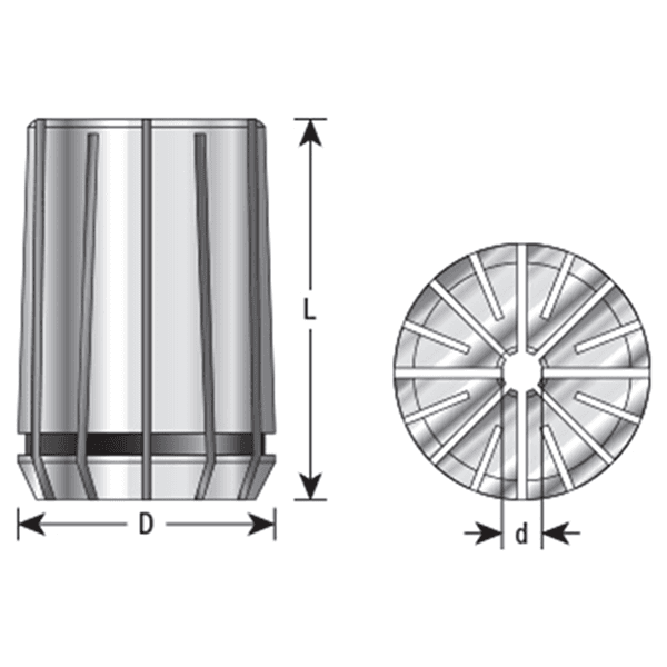1/4" x 52mm CNC High Precision Spring Collet for RDO-35/SYOZ-25/EOC25 Tool Holder Main - Image