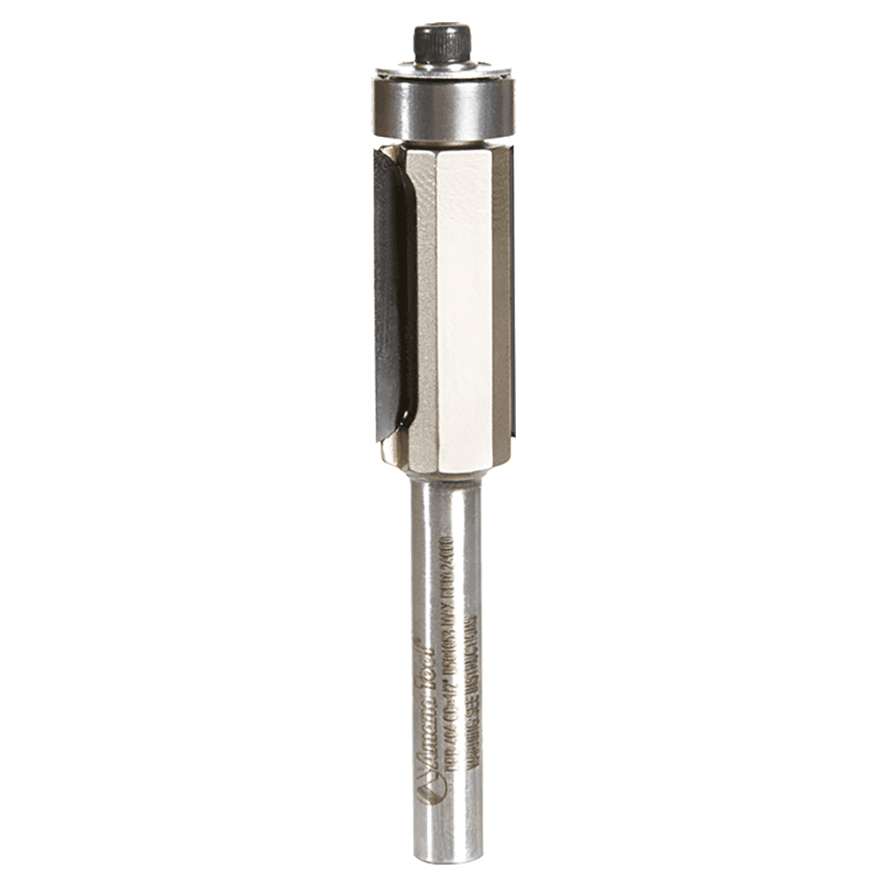 1/2" Dia x 1" Polycrystalline Diamond (PCD) Flush Trim for MDF/Laminate Composites ACM Materials/Aluminum, 1/4" Shank Main - Image