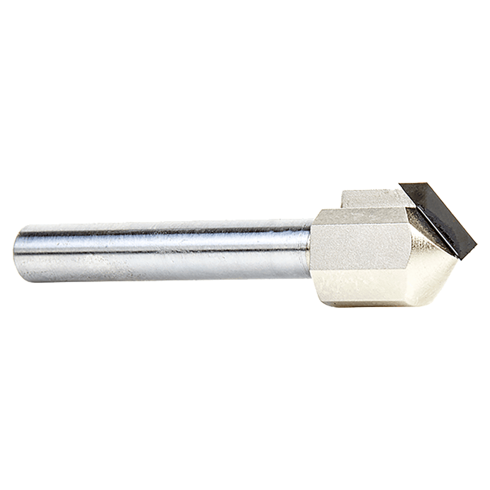 1/2" Dia x 1/4" CNC Polycrystalline Diamond 90° Engraving, V-Grooving and Chamfering Router Bit, 1/4" Shank Alt 3 - Image