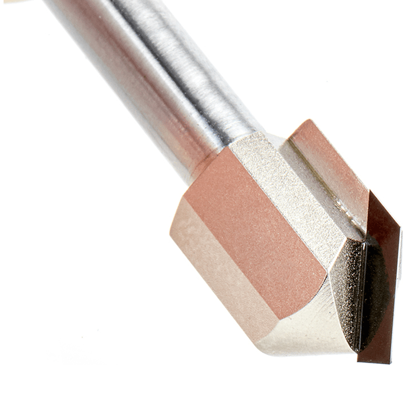 1/2" Dia x 1/4" CNC Polycrystalline Diamond 90° Engraving, V-Grooving and Chamfering Router Bit, 1/4" Shank Alt 4 - Image