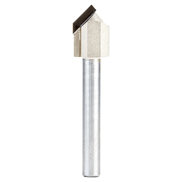 1/2" Dia x 1/4" CNC Polycrystalline Diamond 90° Engraving, V-Grooving and Chamfering Router Bit, 1/4" Shank Main - Image