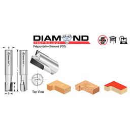 1/2" Dia x 5/8" Straight Plunge Down-Shear Polycrystalline Diamond Tipped Router Bit, 2 Flute, 1/2" Shank Alt 1 - Image
