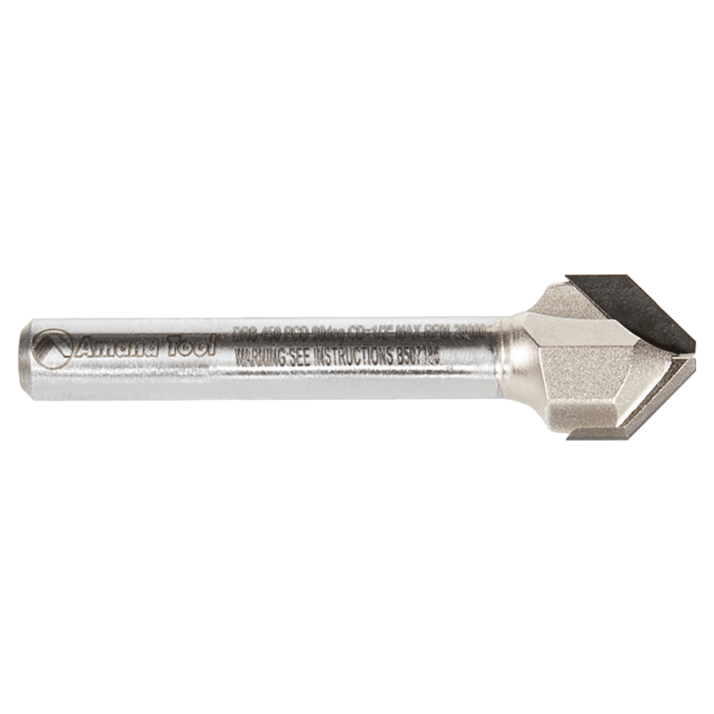 1/2" Dia x 13/64" Polycrystalline Diamond Tipped Double Edge Folding V-Groove 90°, 0.090" Tip Width, 1/4" Shank Alt 2 - Image