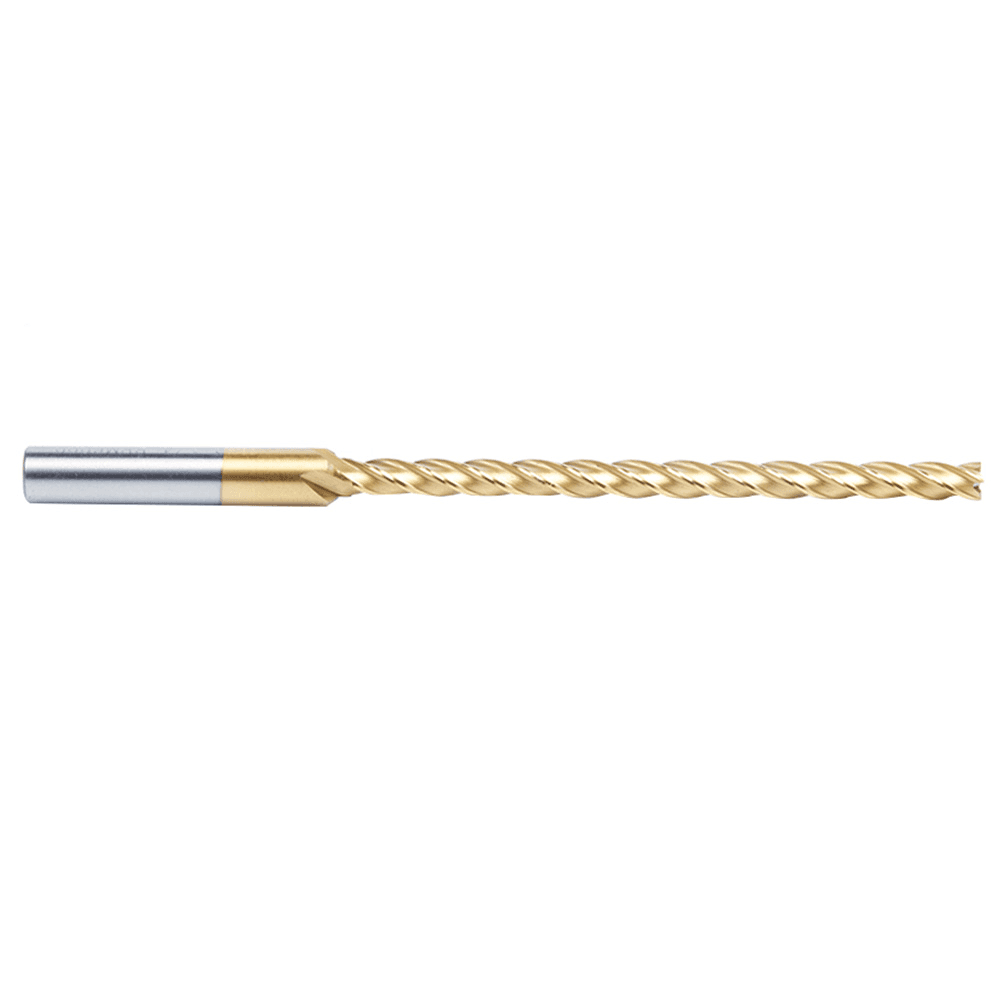 1/4" x 6" Foam Cutting Square End Mill Extended TiN Coated Up-Cut Spiral Router Bit, 4-Flute, 3/8" Shank - Alt Image 1