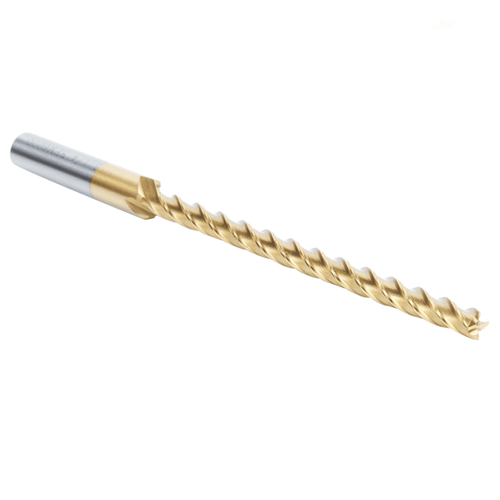 1/4" x 6" Foam Cutting Square End Mill Extended TiN Coated Up-Cut Spiral Router Bit, 4-Flute, 3/8" Shank - Alt Image 2