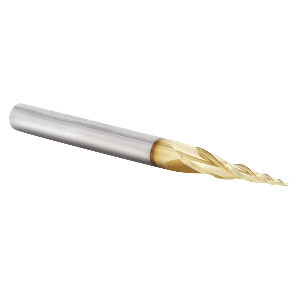 1/32" x 3" 2D/3D Carving Tapered Ball Tip ZrN Coated Up-Cut Spiral Router Bit, 3-Flute, 1/4" Shank - Alt Image 2