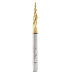 1/16" x 3" 2D/3D Carving Tapered Ball Tip ZrN Coated Up-Cut Spiral Router Bit, 4-Flute, 1/4" Shank - Main Image