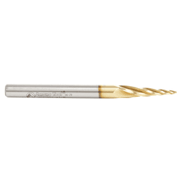 1/16" x 3" 2D/3D Carving Tapered Ball Tip ZrN Coated Up-Cut Spiral Router Bit, 4-Flute, 1/4" Shank - Alt Image 1