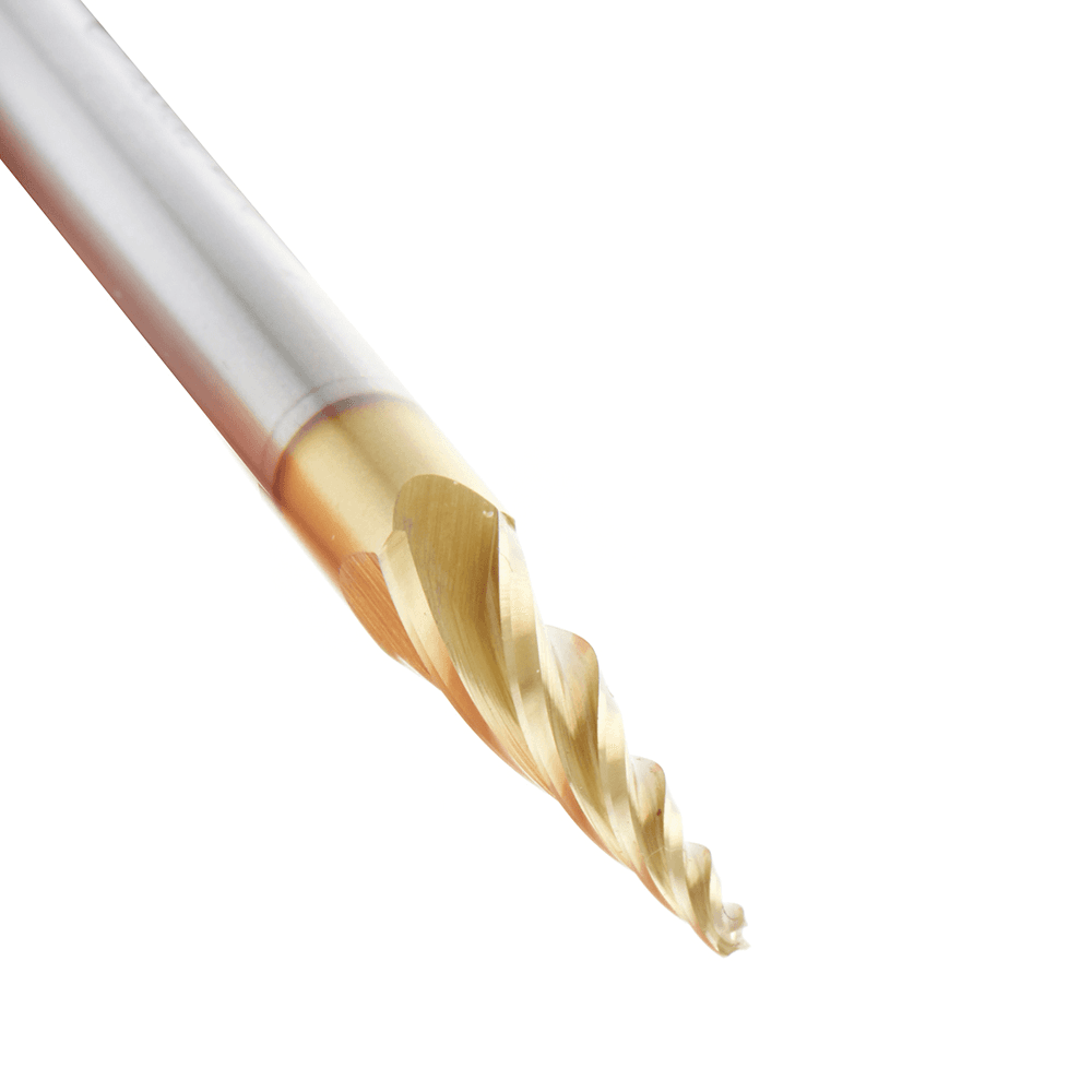 1/16" x 3" 2D/3D Carving Tapered Ball Tip ZrN Coated Up-Cut Spiral Router Bit, 4-Flute, 1/4" Shank - Alt Image 2
