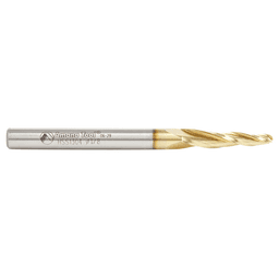 1/8" x 3" 2D/3D Carving Tapered Ball Tip ZrN Coated Up-Cut Spiral Router Bit, 3-Flute, 1/4" Shank, 1" Cutting Height - Alt Image 1