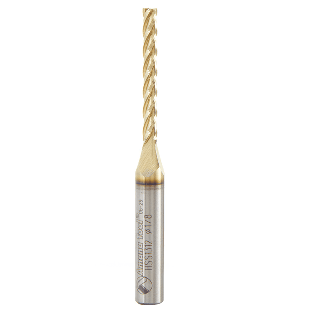 1/8" x 2-1/2" 2D/3D Carving Flat Bottom ZrN Coated CNC Router Bit, 4-Flute, 1/4" Shank - Main Image